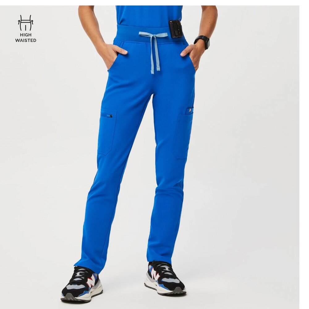 Figs High Waisted Yola Skinny Scrub Pants- Size Small, Royal Blue